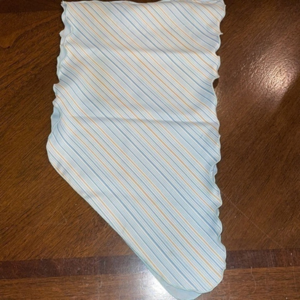 Vintage Baby Blue & Golden Yellow Striped Neck Scarf